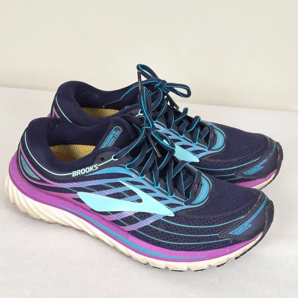 Brooks Women's Sz 9 Glycerin 15 Evening Blue Purple Cactus W Neutral Running - Picture 1 of 7